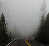 Road heads into fog.